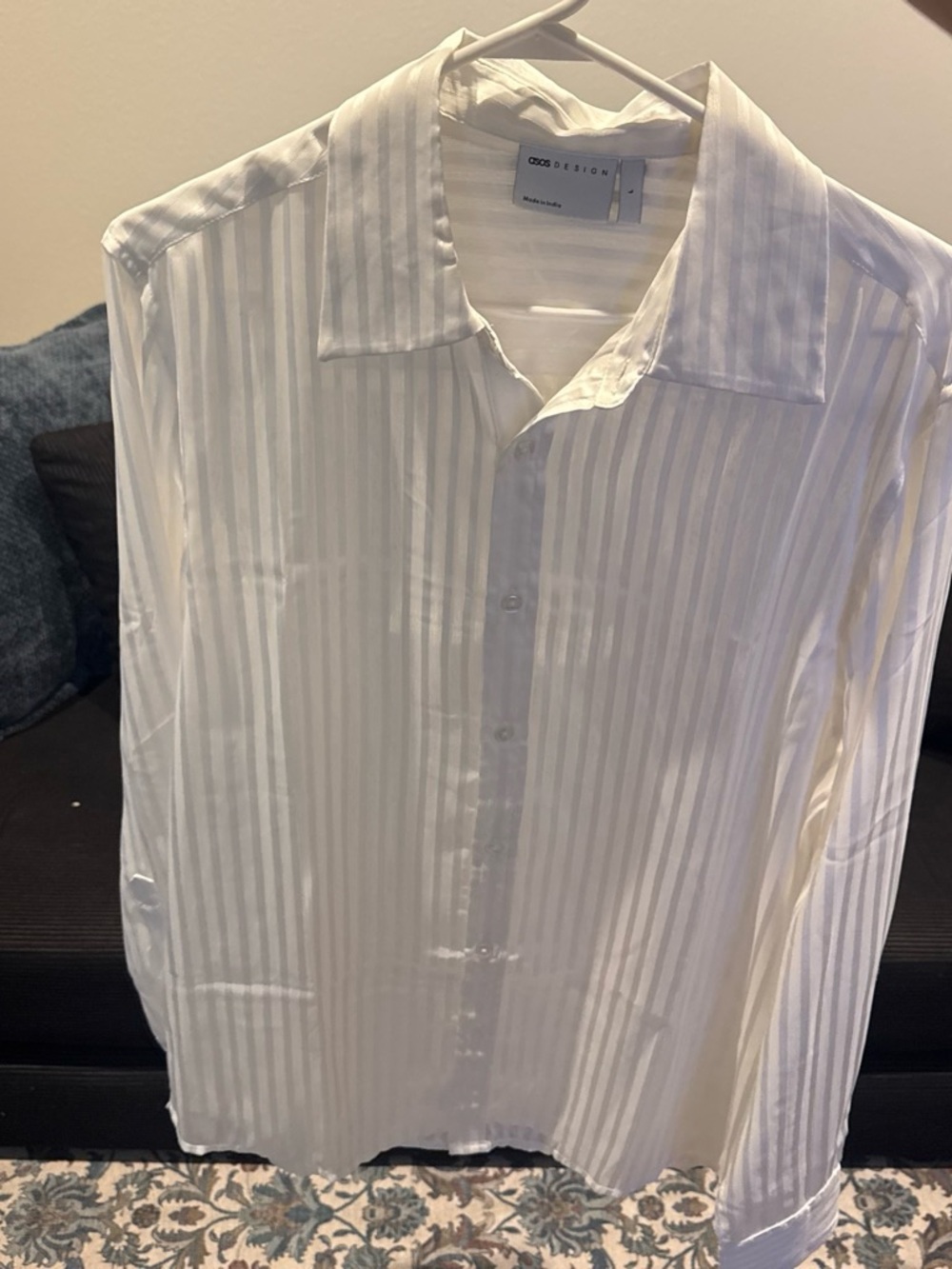 ASOS White Satin-Stripe Men's Dress Shirt